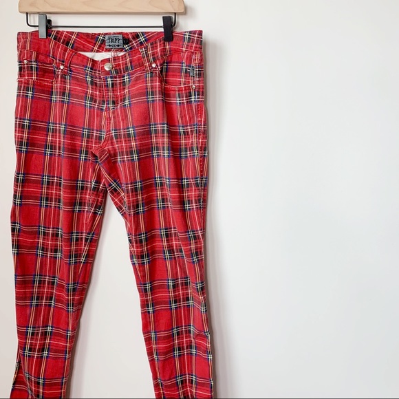 tripp red tartan plaid skinny pants